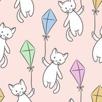 Cute cats pattern background, vector repeat, adorable cartoon illustrations