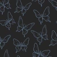 Dark blue butterfly vector pattern background.