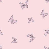 Pink vector butterfly seamless repeat pattern design background.