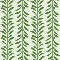 Green leaf vector pattern, seamless botanical print, garland background