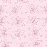 Lily flower, floral seamless repeat pattern, lilies vector