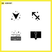 Pack of 4 Modern Solid Glyphs Signs and Symbols for Web Print Media such as arrow type astrology greece bubble Editable Vector Design Elements