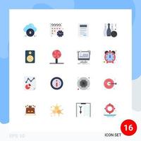 Group of 16 Flat Colors Signs and Symbols for loud play book sport game Editable Pack of Creative Vector Design Elements