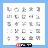 Line Pack of 25 Universal Symbols of math calculator cook accounting locked Editable Vector Design Elements