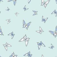 Blue butterfly vector seamless repeat pattern
