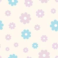 Floral vector pattern. Flower seamless repeat pattern background. Pastel flowers, blue and pink.