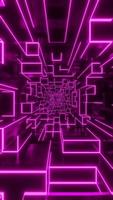 Flying through a tunnel of red neon cubes. Vertical looped video