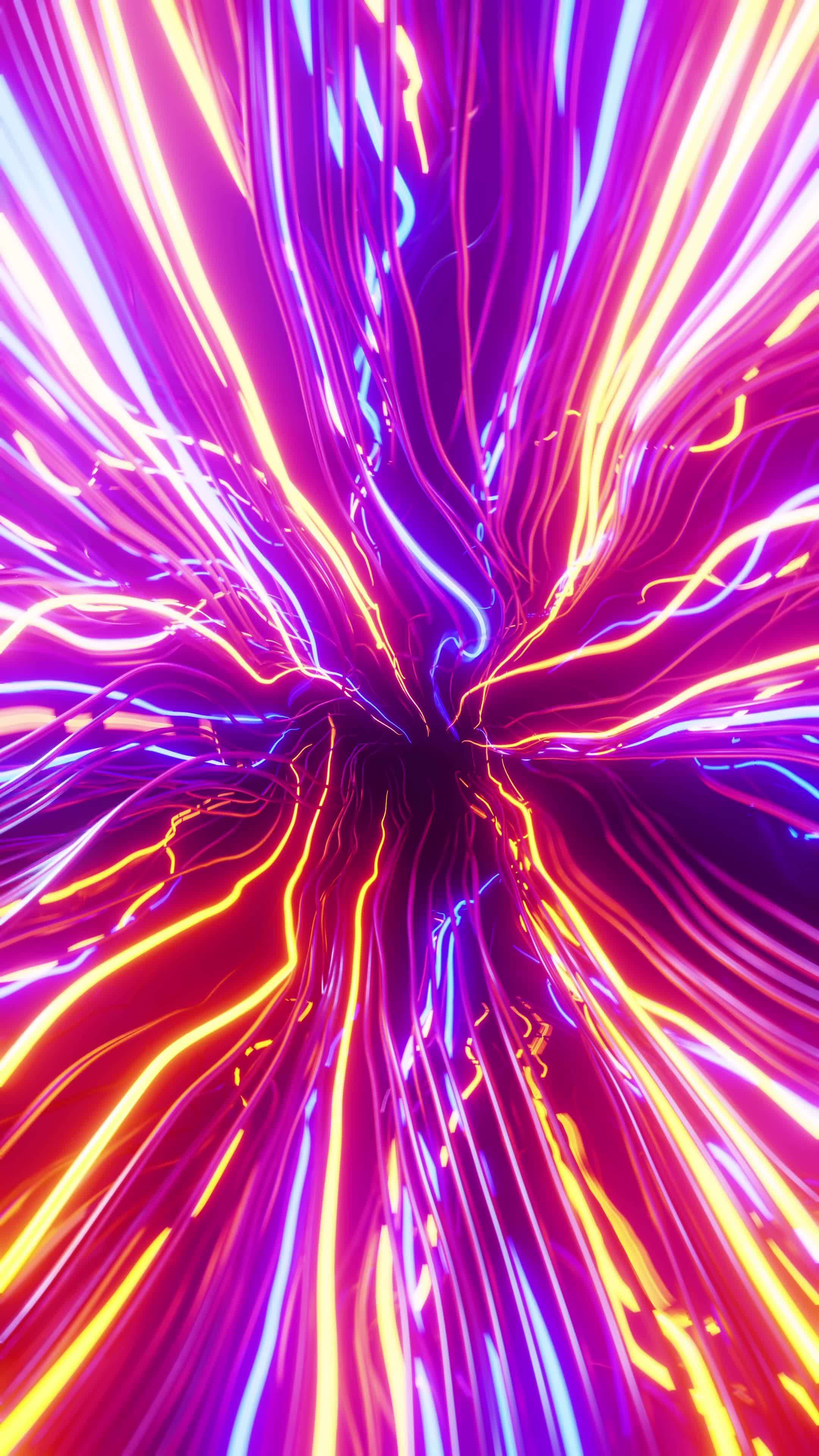 The intertwining wires flash in different colors. Vertical looped video ...