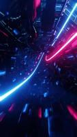 Flying in a circular tunnel of cubes with hyper acceleration. Vertical looped video