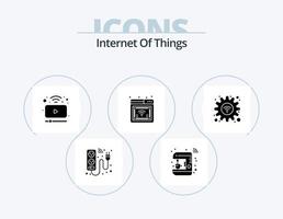 Internet Of Things Glyph Icon Pack 5 Icon Design. gear. web. maker. online. video vector