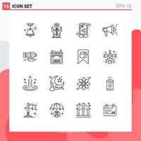 Outline Pack of 16 Universal Symbols of filled ballon share air seo Editable Vector Design Elements