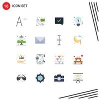 Flat Color Pack of 16 Universal Symbols of communication seo speech office thinking Editable Pack of Creative Vector Design Elements