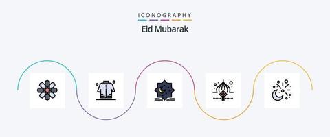 Eid Mubarak Line Filled Flat 5 Icon Pack Including ribbon. mosque. eid. masjid. eid vector