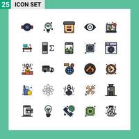 conjunto de 25 iconos modernos de la interfaz de usuario signos de símbolos para el panorama digital iot documentos oculares elementos de diseño vectorial editables vector