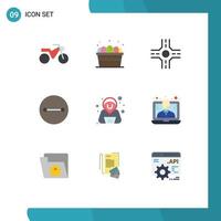 9 User Interface Flat Color Pack of modern Signs and Symbols of home support beliefs help security Editable Vector Design Elements