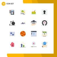 Mobile Interface Flat Color Set of 16 Pictograms of vehicles bicycle thanksgiving security lock Editable Pack of Creative Vector Design Elements