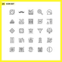 Mobile Interface Line Set of 25 Pictograms of search house male power energy Editable Vector Design Elements