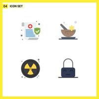 4 Universal Flat Icon Signs Symbols of medical radioactive security mortar control Editable Vector Design Elements