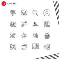 Set of 16 Vector Outlines on Grid for carrot chart observation analytics father Editable Vector Design Elements