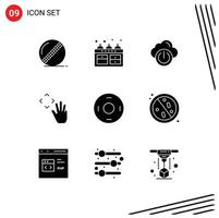 User Interface Pack of 9 Basic Solid Glyphs of sign croup cloud up hand Editable Vector Design Elements
