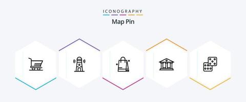Map Pin 25 Line icon pack including . gambling. bed. dice. money vector