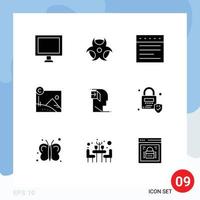 Stock Vector Icon Pack of 9 Line Signs and Symbols for minded inner website human copyrighted Editable Vector Design Elements
