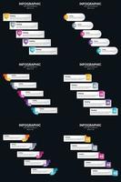 plantilla de diapositiva de presentación del paquete de infografías vectoriales 6 diagramas de ciclo de 5 pasos y líneas de tiempo vector