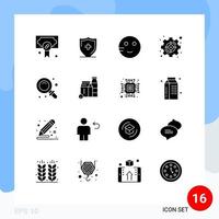 Stock Vector Icon Pack of 16 Line Signs and Symbols for back strategic embarrassed set goal Editable Vector Design Elements