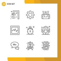 Group of 9 Modern Outlines Set for estate timer man quarter watch Editable Vector Design Elements