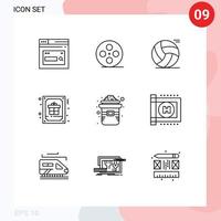 Set of 9 Modern UI Icons Symbols Signs for greeting decoration multimedia christmas play Editable Vector Design Elements