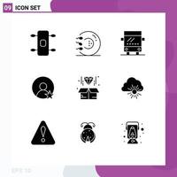 Group of 9 Solid Glyphs Signs and Symbols for product delivery bus box user Editable Vector Design Elements