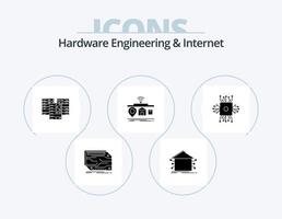 Hardware Engineering And Internet Glyph Icon Pack 5 Icon Design. internet. iot. smart. server. data vector