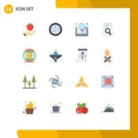 Universal Icon Symbols Group of 16 Modern Flat Colors of business printing bulb filament search Editable Pack of Creative Vector Design Elements