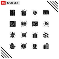 Modern Set of 16 Solid Glyphs Pictograph of settings object wedding file muslim Editable Vector Design Elements