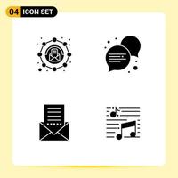 4 Creative Icons Modern Signs and Symbols of affiliate envelope message dialogue letter Editable Vector Design Elements
