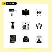 Set of 9 Modern UI Icons Symbols Signs for growth group forward win flag Editable Vector Design Elements