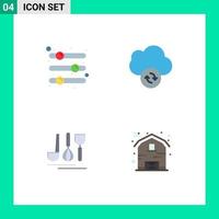 Pack of 4 creative Flat Icons of configuration hotel preference data travel Editable Vector Design Elements