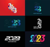 Big Collection of 2023 Happy New Year symbols Cover of business diary for 2023 with wishes vector