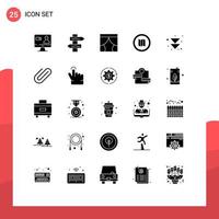 25 Universal Solid Glyphs Set for Web and Mobile Applications next arrow interior map holiday Editable Vector Design Elements