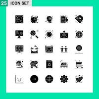 Universal Icon Symbols Group of 25 Modern Solid Glyphs of laboratory chemical product clipboard knowledge Editable Vector Design Elements