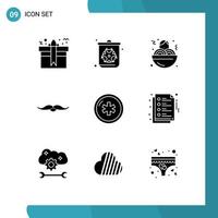 Universal Icon Symbols Group of 9 Modern Solid Glyphs of ambulance male waste movember moustache Editable Vector Design Elements