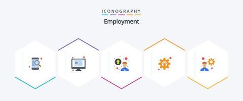 Employment 25 Flat icon pack including startup. developer. personal up gradation. mechanism. development vector