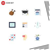 Group of 9 Flat Colors Signs and Symbols for internet of things video data basic mirror Editable Vector Design Elements