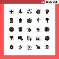 Editable Vector Line Pack of 25 Simple Solid Glyphs of gear solution data romance alarm Editable Vector Design Elements