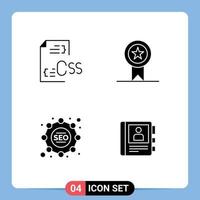 concepto de glifo sólido para sitios web móviles y aplicaciones que codifican tácticas de insignias de desarrollo seo elementos de diseño de vectores editables