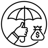 Outline icon for money insurance. vector