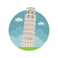 edificio de fama mundial - torre inclinada de pisa vector