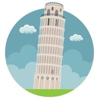 edificio de fama mundial - torre inclinada de pisa vector