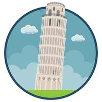 edificio de fama mundial - torre inclinada de pisa vector