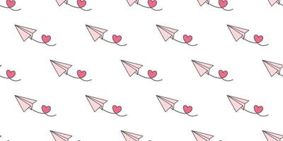 Pink paper plane seamless repeat pattern vector background